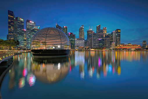 Apple Inc. has launched its world first floating Apple Store at the Marina Bay in Singapore on September 10, 2020.  It is fast becoming a landmark and popular instagrammers' spot.  It is shaped as a giant sphere, orb or dome.  This is Apple's thirst store in Singapore.