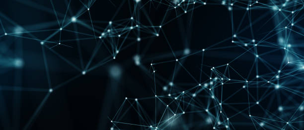 istock Abstract futuristic - technology with polygonal shapes on dark blue background. Design digital technology concept. 3d illustration