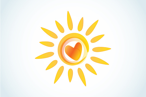 Sun love heart icon vector image design