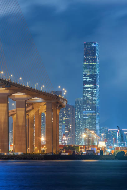 istock Skyscraper and bridge in Hong Kong 1283618304