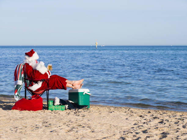 COVID-19 Father Christmas in Southern Hemisphere stock photo