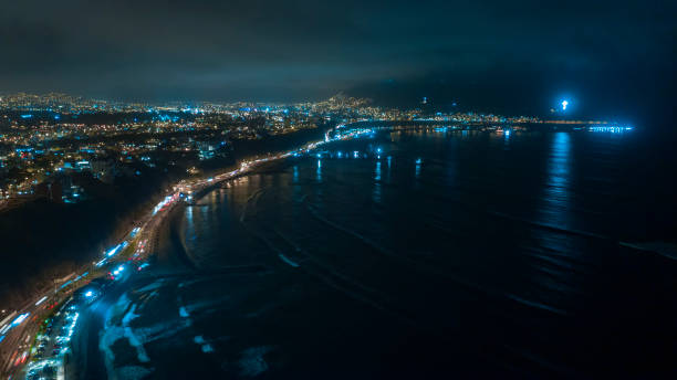 istock Night panoramic view of the Costa Verde high way, San Miguel - Lima, Peru. 1283620193