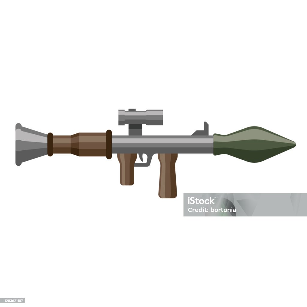 Rocket Launcher Icon on Transparent Background A flat design icon on a transparent background (can be placed onto any colored background). File is built in the CMYK color space for optimal printing. Color swatches are global so it’s easy to change colors across the document. No transparencies, blends or gradients used. Army stock vector