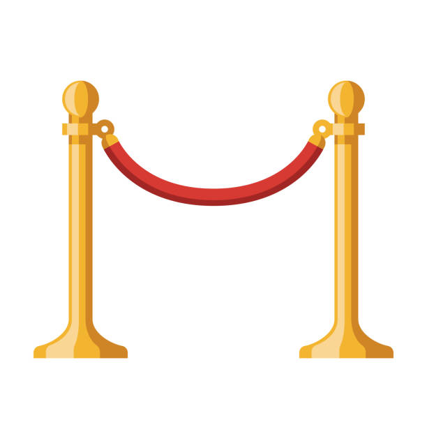 Velvet Rope Icon on Transparent Background A flat design icon on a transparent background (can be placed onto any colored background). File is built in the CMYK color space for optimal printing. Color swatches are global so it’s easy to change colors across the document. No transparencies, blends or gradients used. roped off stock illustrations