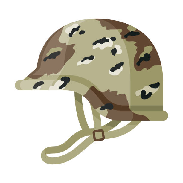 ilustraciones, imágenes clip art, dibujos animados e iconos de stock de icono del casco militar sobre el fondo transparente - casco militar