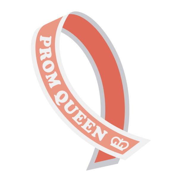 Prom Queen Sash Icon on Transparent Background A flat design icon on a transparent background (can be placed onto any colored background). File is built in the CMYK color space for optimal printing. Color swatches are global so it’s easy to change colors across the document. No transparencies, blends or gradients used. prom queen stock illustrations