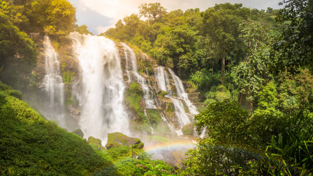 istock Wachirathan Waterfall is a large waterfall in deep forest on Doi Inthanon, Chiang Mai, Thailand. 1283623933