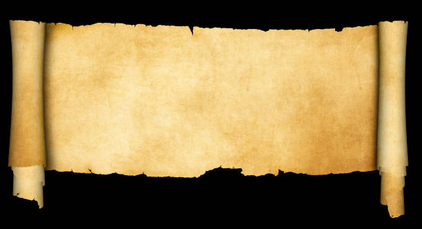 Antique parchment scroll on black background. Antique parchment scroll isolated on black background. roll up banner photos stock pictures, royalty-free photos & images