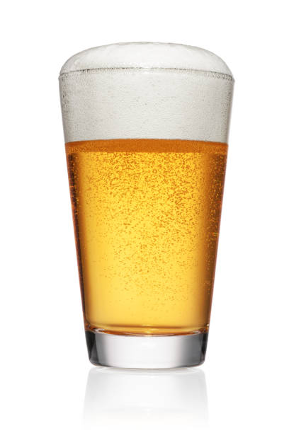 istock Glass of light yellow beer isolated on white. 1283624224