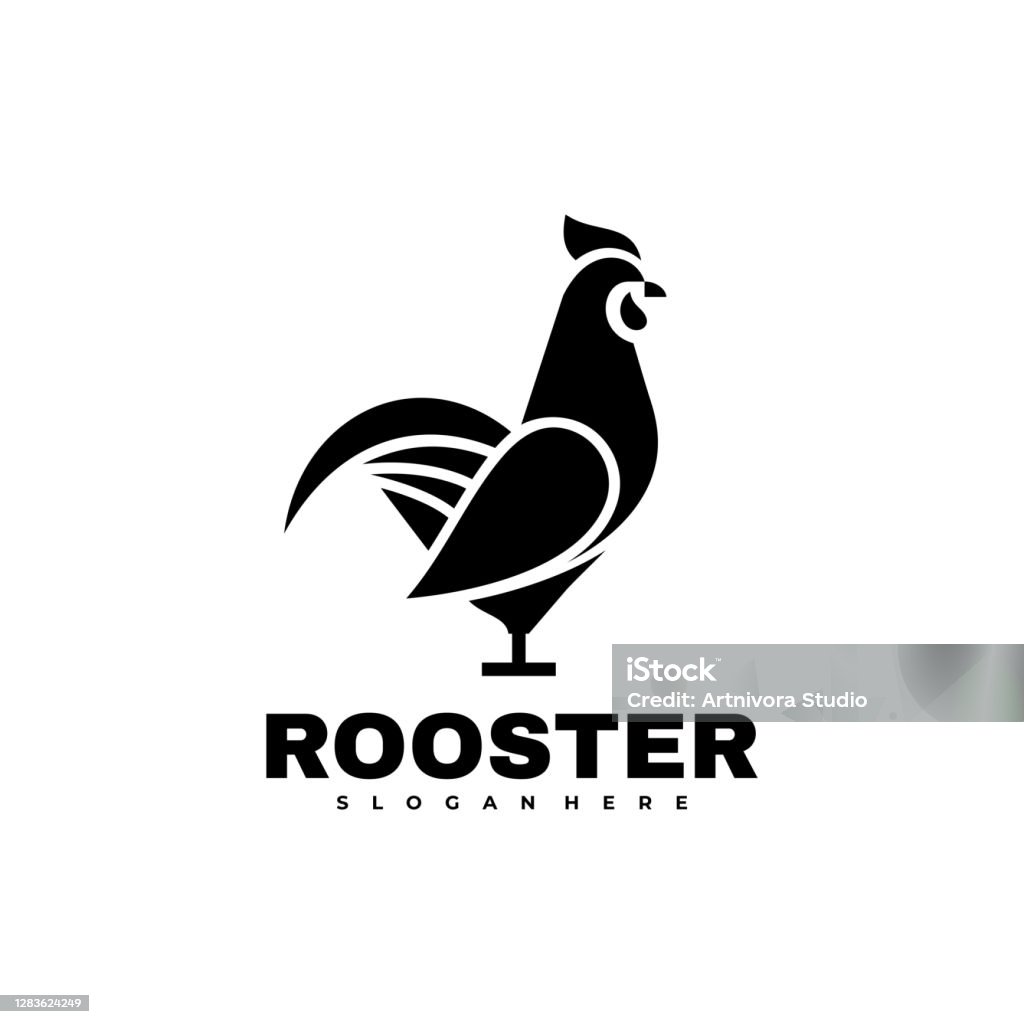 Vector Illustration Rooster Silhouette Style. Chicken - Bird stock vector