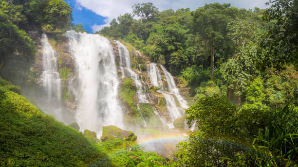 istock Wachirathan Waterfall is a large waterfall in deep forest on Doi Inthanon, Chiang Mai, Thailand. 1283624274