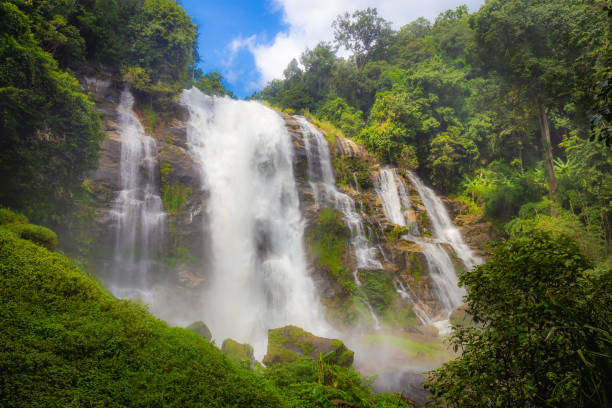 istock Wachirathan Waterfall is a large waterfall in deep forest on Doi Inthanon, Chiang Mai, Thailand. 1283624294