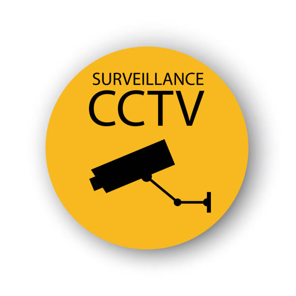 ilustrações, clipart, desenhos animados e ícones de ícone do sinal de cctv. sinal de vigilância por vídeo. aviso sobre a filmadora incluída. imagem de estoque. eps 10. - security security system security staff control