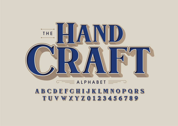 Handcraft alphabet Stylized handcraft alphabet font vector retro fonts stock illustrations