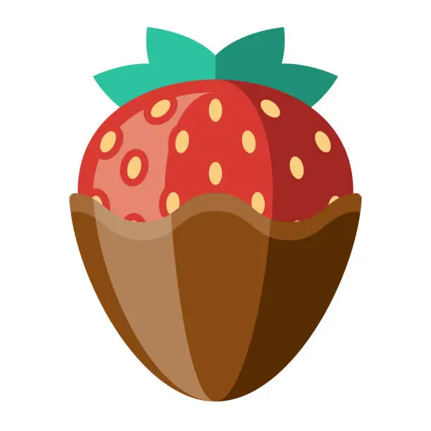Vector illustration of Chocolate Dipped Strawberry Icon on Transparent Background