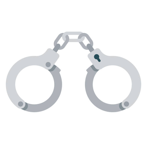 Handcuffs Icon on Transparent Background A flat design icon on a transparent background (can be placed onto any colored background). File is built in the CMYK color space for optimal printing. Color swatches are global so it’s easy to change colors across the document. No transparencies, blends or gradients used. cuff stock illustrations