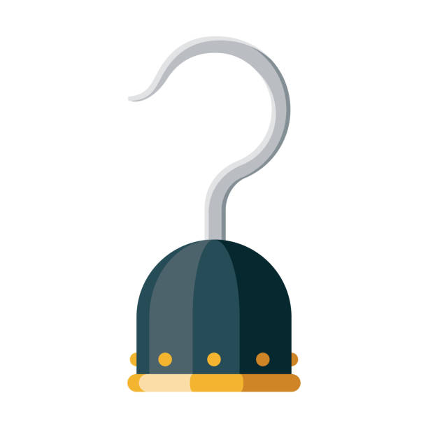 ikona pirackiego haka na przezroczystym tle - hak wyposażenie stock illustrations