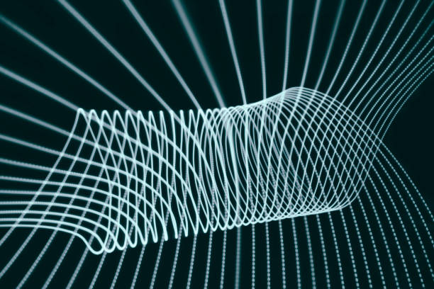 istock Abstract blue green light swirl trail motion neon painting 1283630215
