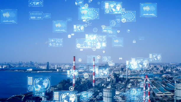 istock Industrial technology concept. Communication network. INDUSTRY 4.0. Factory automation. 1283633860