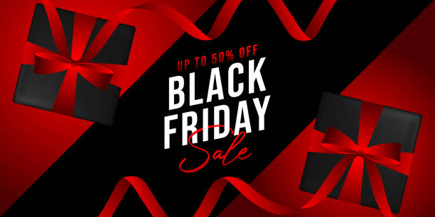 istock Black Friday Sale vector background design. Black friday sale background vector with gift box and confetti decoration. Black Friday Sale Banner, poster, and flyer for promotion and advertising design 1283634775