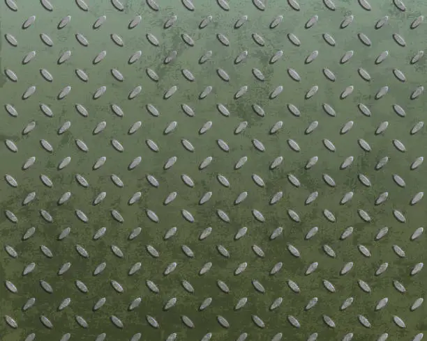 Vector illustration of Metal textured plate with pattern. Industrial background.