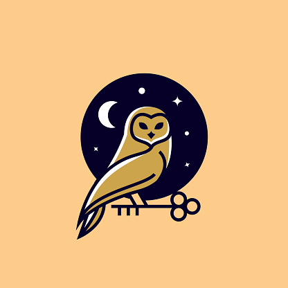 editable vector icon of a vintage thin line owl design concept.