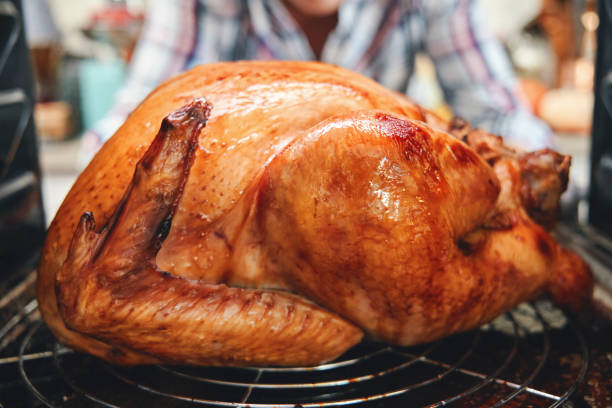 istock Preparing Stuffed Turkey for Holidays in Domestic Kitchen 1283637951