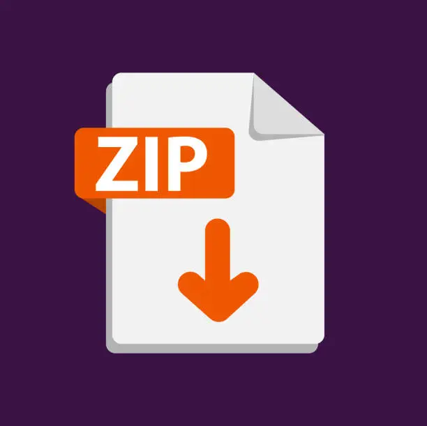 Vector illustration of Vector orange icon ZIP. File format extensions icon.