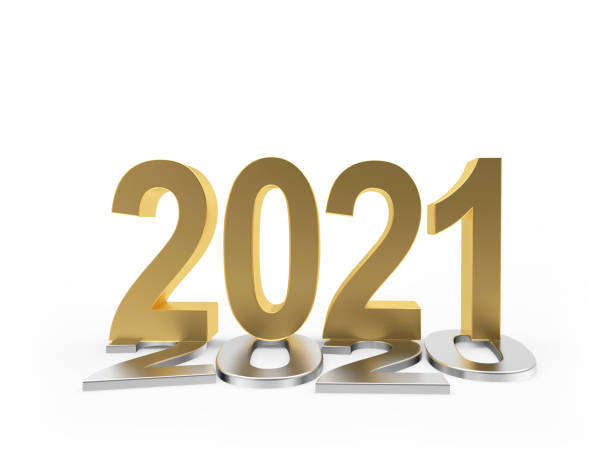 istock Gold 2021 stands on silver numbers 2020 against 1283666911