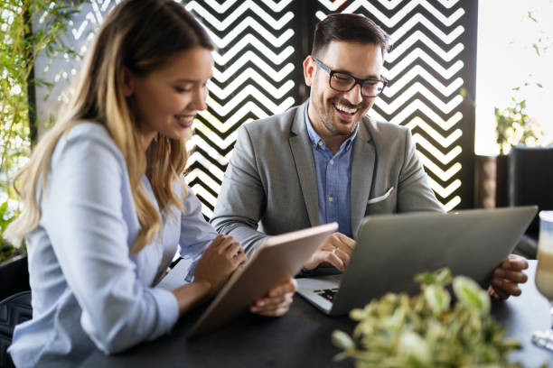 istock Successful company with happy employees in modern office 1283667146
