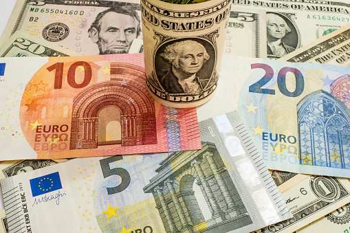 USA dollar and Euro banknotes