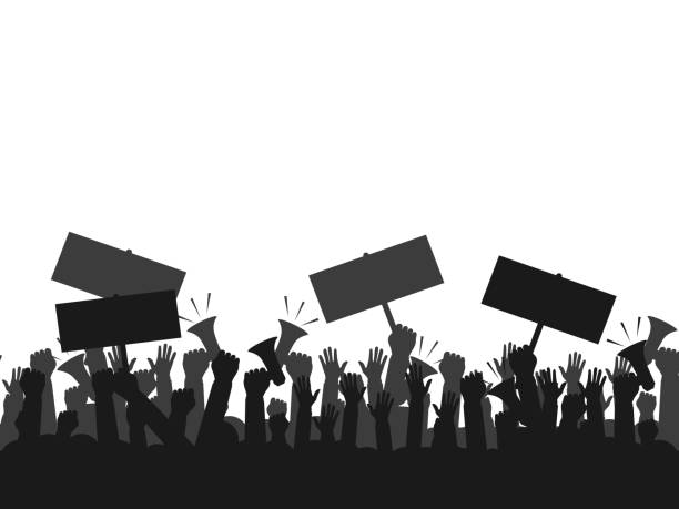 istock Silhouette crowd of people protesters. Protest. revolution. conflict. vector illustration 1283668305