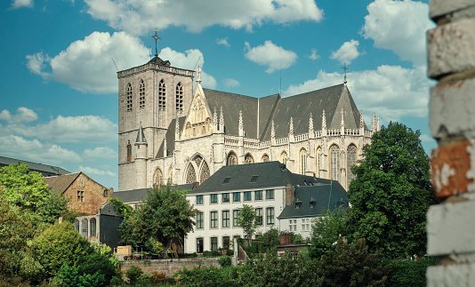 Liège, Belgium - October 25, 2020:  View to the Basilica of St. Martin (Unité Pastorale Saint-Martin) in Liège, Belgium