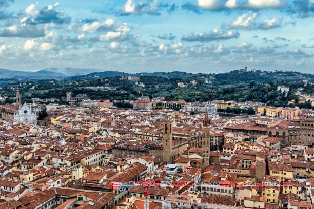 istock Florence Cityscape Aerial View Panorama with Rooftops and Sky 1283668791