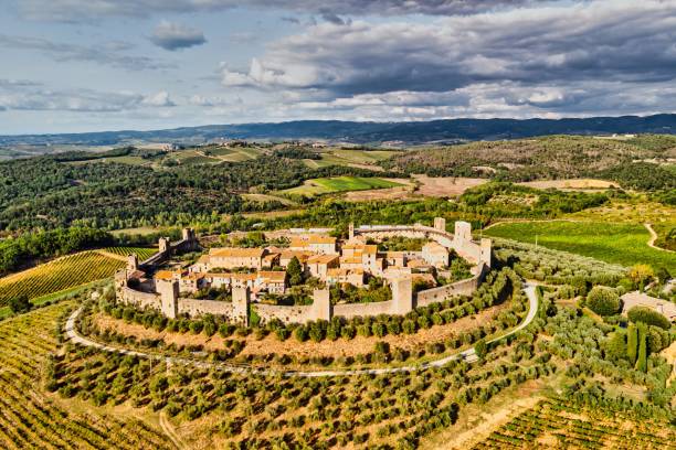istock Monteriggioni Walled City with Surrounding Landscape 1283668810