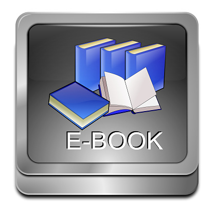 silver blue e-book button - 3D illustration