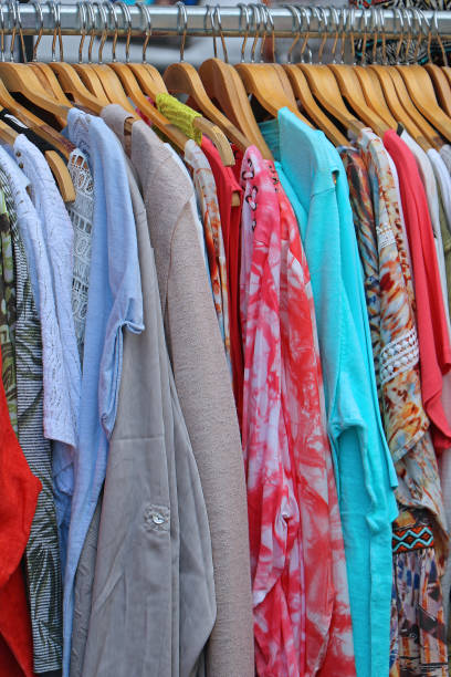istock Colorful clothes on market 1283671652