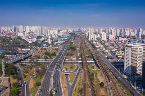 Photo of Aerial view of Avenida Radial Leste, in the eastern region of the city of Sao Paulo, Brazil