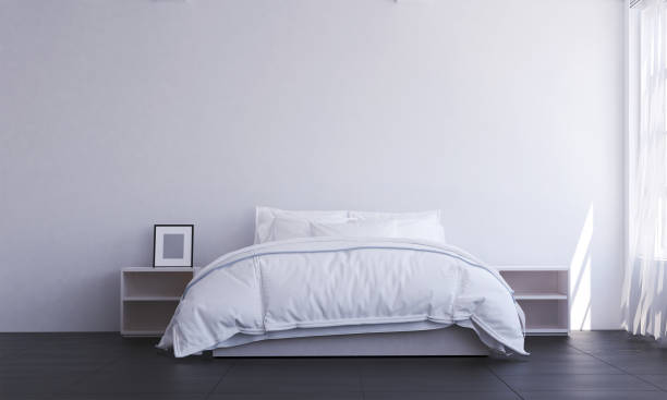 istock The Modern bedroom interior design and white  wall texture background 1283675209