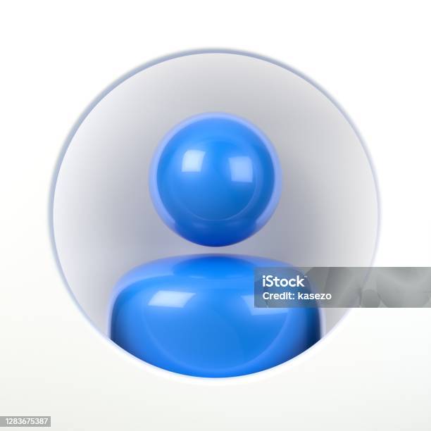 Blue Male Avatar Blank Shape In White Hole 3d Illustration Stock Photo - Download Image Now