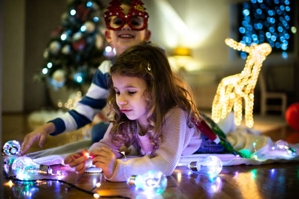 istock Happy children on Christmas Eve 1283676181