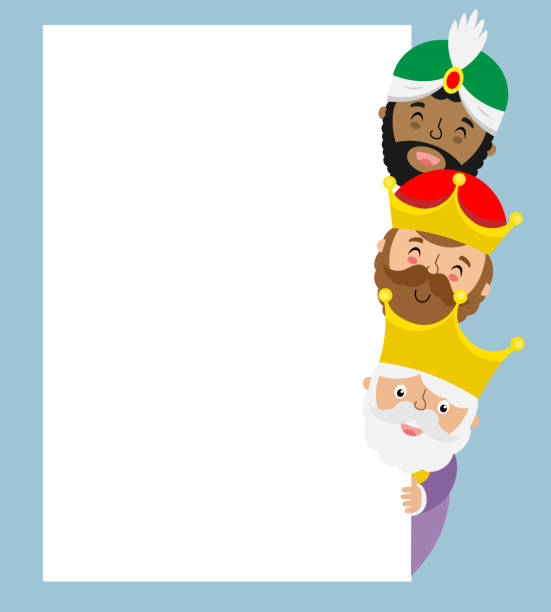ilustraciones, imágenes clip art, dibujos animados e iconos de stock de tarjeta de los tres sabios. espacio en blanco para texto - reyes magos