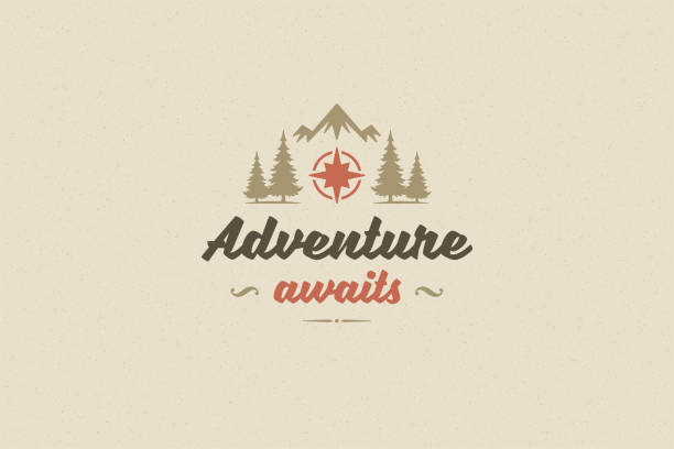 Quote typography with hand drawn compass rose symbol for greeting cards and posters and other Quote typography with hand drawn compass rose symbol for greeting card or poster and other. Adventure awaits phrase or sayings with design elements vector illustration. adventure stock illustrations
