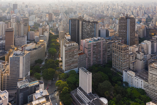 Se square in downtown Sao Paulo, seen from the top, Brazil