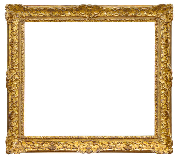 istock Old gilded wooden frame isolated on the white 1283678468