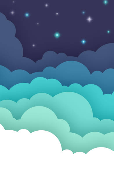 ilustraciones, imágenes clip art, dibujos animados e iconos de stock de fondo abstracto de la nube nocturna - looking up illustrations