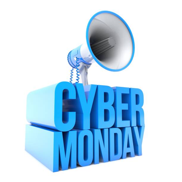 istock 3D illustration of cyber Monday text with megaphone 1283680963