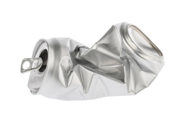 istock Crumpled empty blank soda or beer can garbage. Crushed junk can recycle isolated clipping path 1283681010