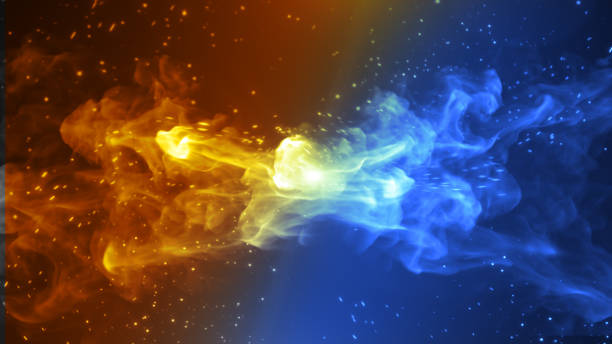 istock Fire and Ice Concept Design with spark. 3d illustration. 1283681584