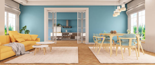 istock Turquouise Living Room Panoramic View 1283682473